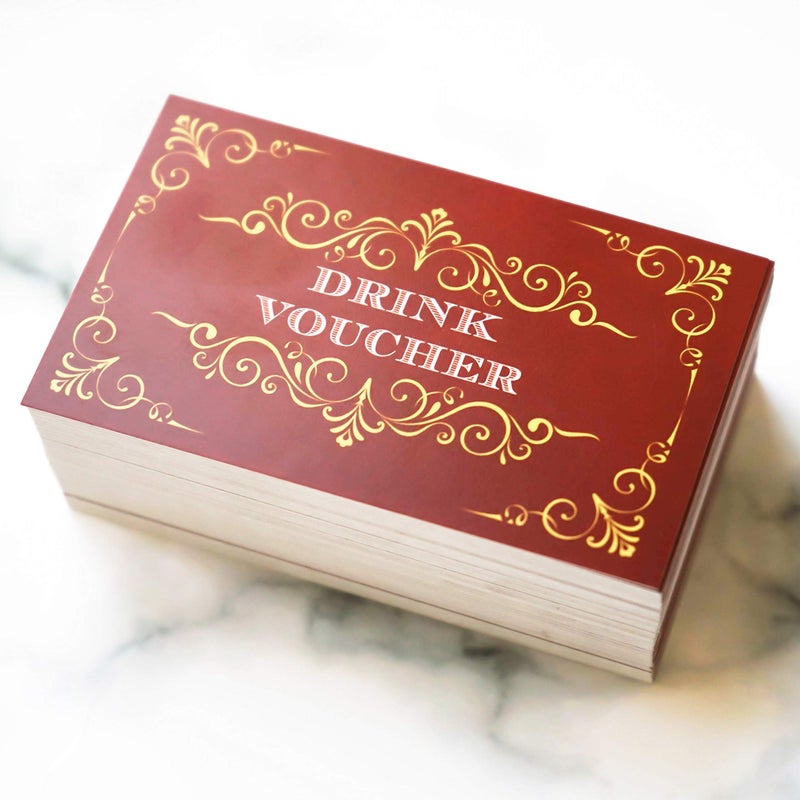 RXBC2011 100 Free Drink Tickets Coupons for a Free Drink Wedding Christmas Work Event Party Bar Wine Red - Image 4